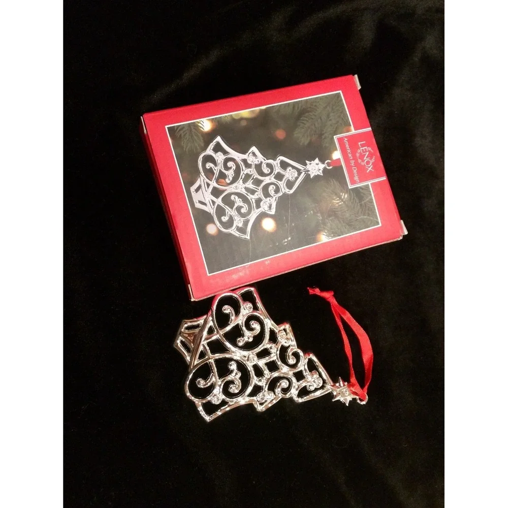 Vintage Lenox Sparkle & Scroll Clear - Silver Christmas Tree Ornament